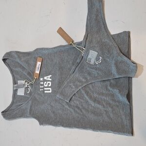 2pcs SKIMS Soft Lounge Rib Tank + Thong Team USA PARALYMPIC HEATHER GRAY